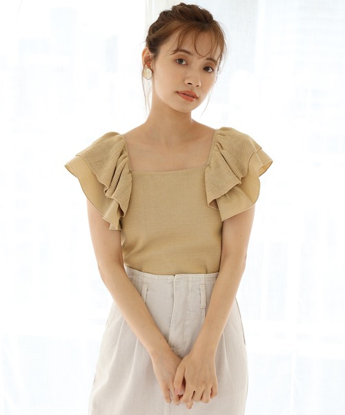 one after another NICE CLAUP(ワンアフターアナザーナイスクラップ)の「肩フリルニットトップス(ニット/セーター・レディース・ブラック/アイボリー/マスタード・FREE)」の20枚目の写真