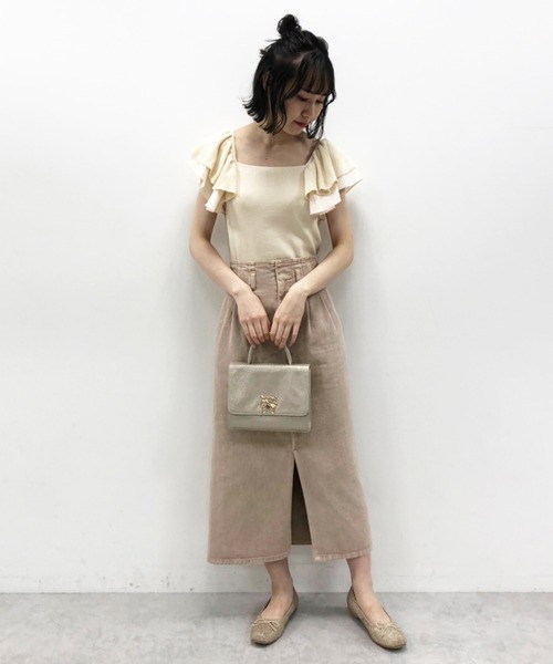 one after another NICE CLAUP(ワンアフターアナザーナイスクラップ)の「肩フリルニットトップス(ニット/セーター・レディース・ブラック/アイボリー/マスタード・FREE)」の18枚目の写真