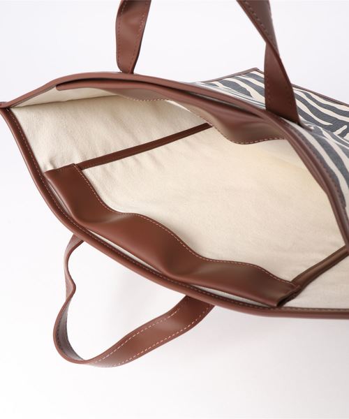 DouDou（ドゥドゥ）の「ゼブラ柄縦長トートBAG（ショルダーバッグ・レディース・ホワイト・FREE）」の3枚目の写真