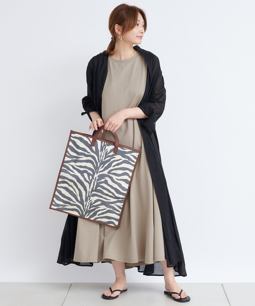 DouDou（ドゥドゥ）の「ゼブラ柄縦長トートBAG（ショルダーバッグ・レディース・ホワイト・FREE）」の6枚目の写真