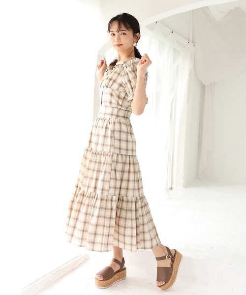 one after another NICE CLAUP（ワンアフターアナザーナイスクラップ）の「ティアードチェックスカート（スカート・レディース・ブラック/モカ/ベージュ・FREE）」の18枚目の写真