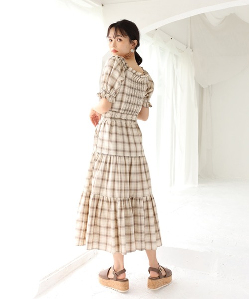 one after another NICE CLAUP（ワンアフターアナザーナイスクラップ）の「ティアードチェックスカート（スカート・レディース・ブラック/モカ/ベージュ・FREE）」の14枚目の写真