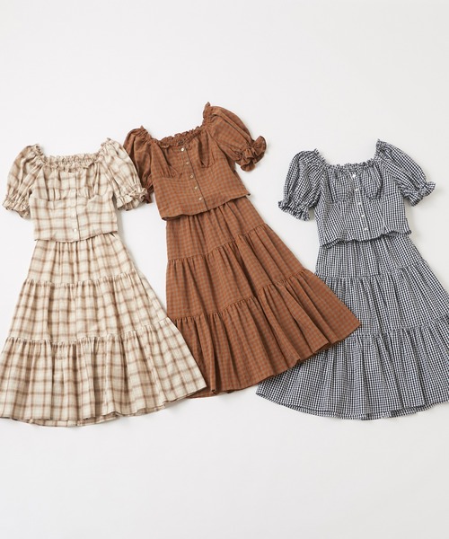 one after another NICE CLAUP（ワンアフターアナザーナイスクラップ）の「ティアードチェックスカート（スカート・レディース・ブラック/モカ/ベージュ・FREE）」の12枚目の写真