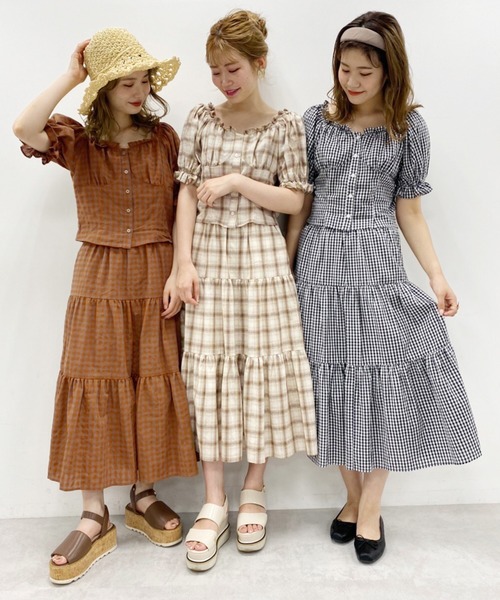 one after another NICE CLAUP（ワンアフターアナザーナイスクラップ）の「ティアードチェックスカート（スカート・レディース・ブラック/モカ/ベージュ・FREE）」の8枚目の写真