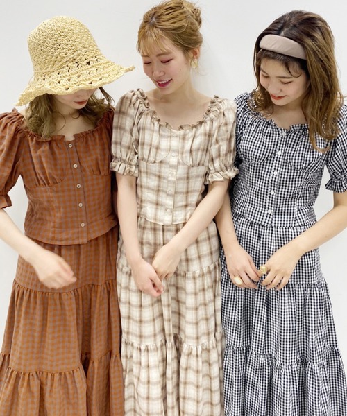 one after another NICE CLAUP（ワンアフターアナザーナイスクラップ）の「ティアードチェックスカート（スカート・レディース・ブラック/モカ/ベージュ・FREE）」の9枚目の写真