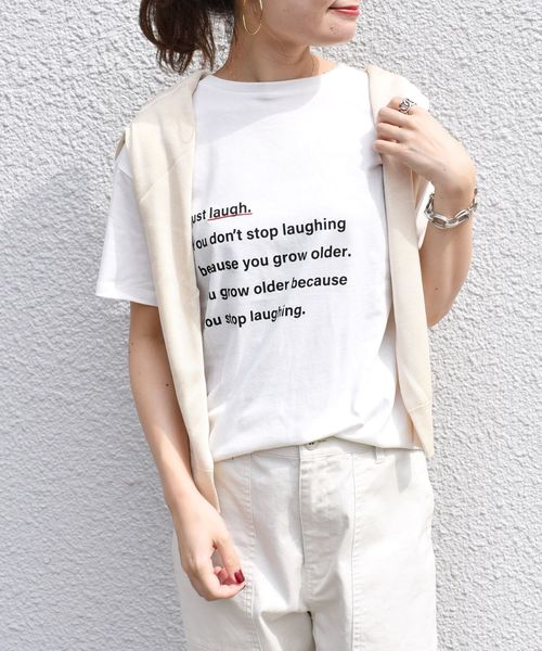 SHIPS（シップス）の「エンブロイダリーTee◇（Tシャツ/カットソー・レディース・ホワイト/ブラック/ライトホワイト/ダークグレー・ONE SIZE）」の2枚目の写真