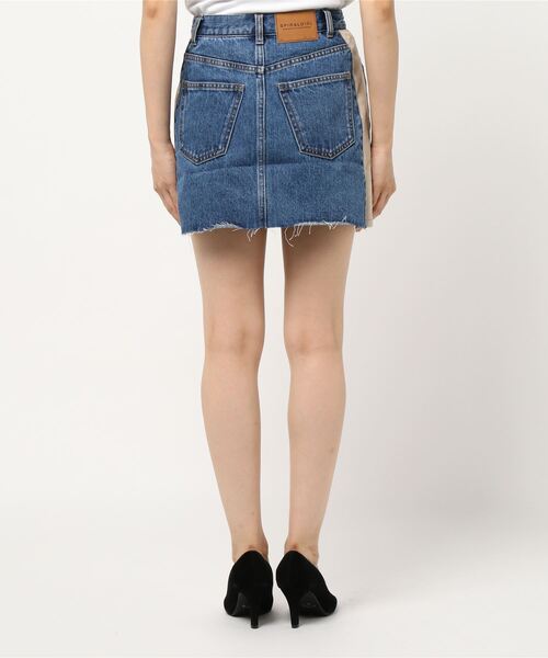 SPIRALGIRL（スパイラルガール）の「コーデュロイラインデニムミニスカート（デニムスカート・レディース・ブラック/ライトブルー・MEDIUM/SMALL）」の13枚目の写真