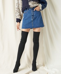 コーデュロイラインデニムミニスカート