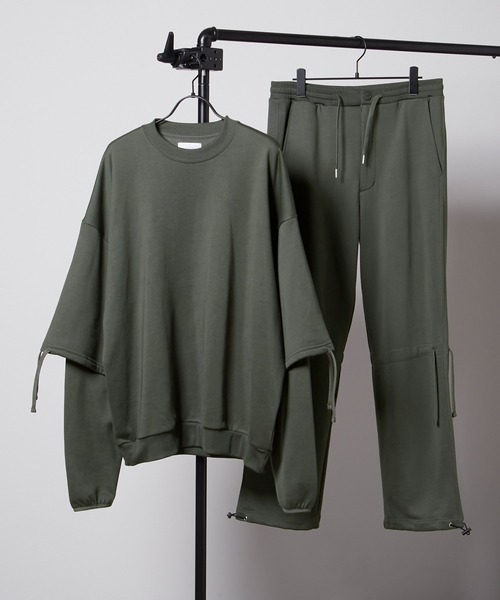 EMMA CLOTHES(エマクローズ)の「【セットアップ】ビッグシルエット クオリティーブライト裏毛 レイヤードプルオーバースウェット&ドローコードスウェットパンツ EMMA CLOTHES(スウェット・メンズ・ブラック/アッシュブラウン/グリーン系その他/ダークグレー/グレイッシュベージュ・M/L)」の5枚目の写真