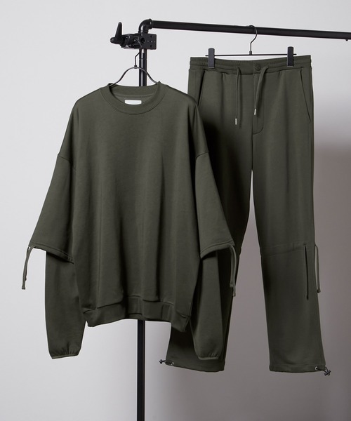 EMMA CLOTHES(エマクローズ)の「【セットアップ】ビッグシルエット クオリティーブライト裏毛 レイヤードプルオーバースウェット&ドローコードスウェットパンツ EMMA CLOTHES(スウェット・メンズ・ブラック/アッシュブラウン/グリーン系その他/ダークグレー/グレイッシュベージュ・M/L)」の3枚目の写真