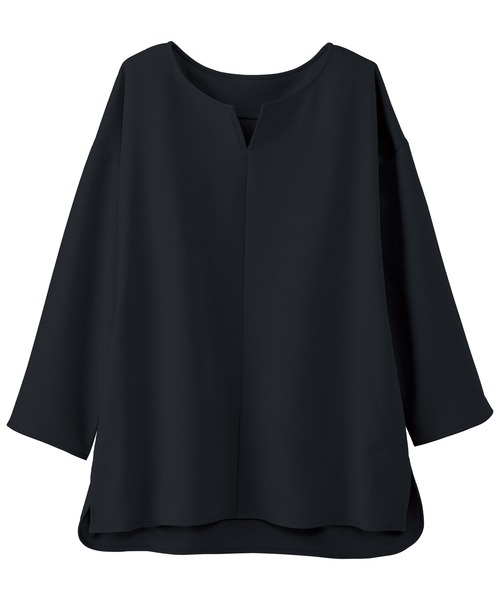 BELLUNA PLUS（ベルーナ）の「ウーリッシュ素材スリットネックブラウス（シャツ/ブラウス・レディース・ベージュ/ネイビー/ピンク/セージグリーン・MEDIUM/LARGE/X-LARGE）」の14枚目の写真