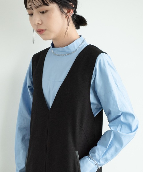 Aunt Marie's(アントマリーズ)の「Vネックロングジャンスカ / AUNT MARIE'S(ジャンパースカート・レディース・ブラック/ダークブラウン/アイボリー/チャコールグレー・FREE)」の10枚目の写真