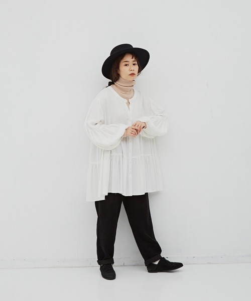 Libra Cue（リブラ キュー）の「リッチタッチティアードブラウス（シャツ/ブラウス・レディース・ホワイト/ブラック/ベージュ・FREE）」の19枚目の写真