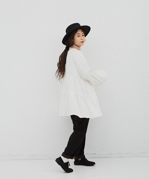 Libra Cue（リブラ キュー）の「リッチタッチティアードブラウス（シャツ/ブラウス・レディース・ホワイト/ブラック/ベージュ・FREE）」の20枚目の写真