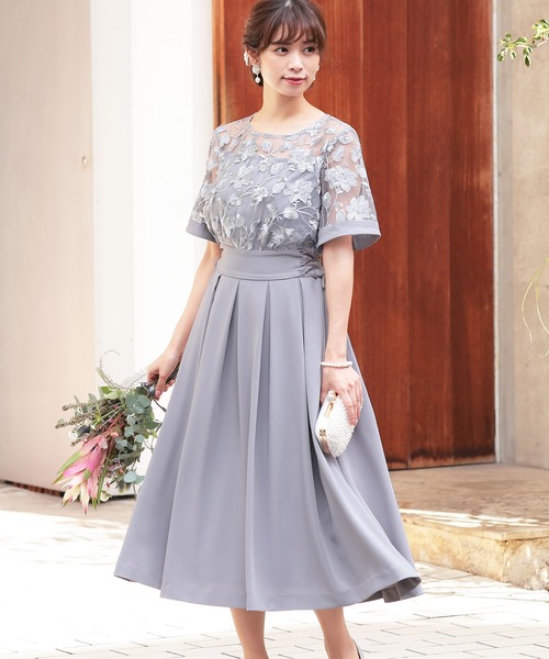 Kana（カナ）の「刺繍レース切り替え レースアップ ワンピース