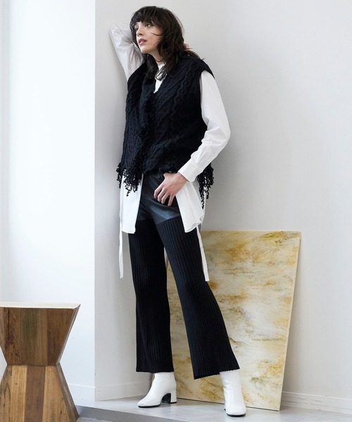 ヴィーガンレザーニットパンツ【MAISON SPECIAL/メゾンスペシャル