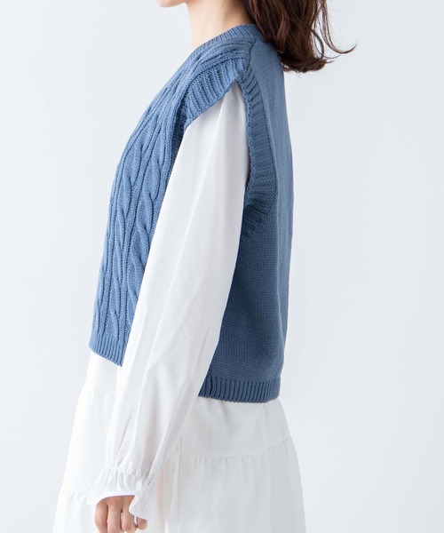 WEGO（ウィゴー）の「WEGO/カラーショートニットベスト（ベスト・レディース・ダークグリーン/サックスブルー/アイボリー/ホワイト系その他・FREE）」の13枚目の写真