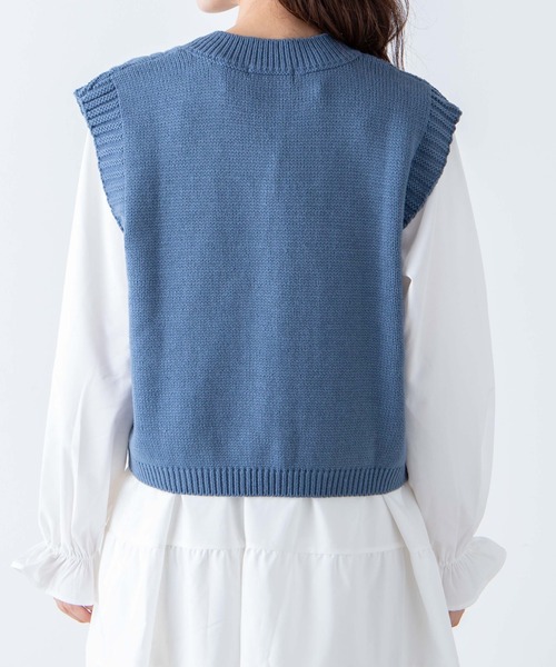 WEGO（ウィゴー）の「WEGO/カラーショートニットベスト（ベスト・レディース・ダークグリーン/サックスブルー/アイボリー/ホワイト系その他・FREE）」の20枚目の写真