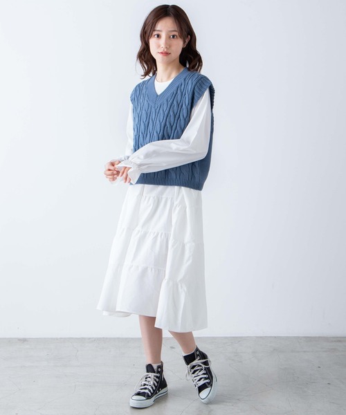 WEGO（ウィゴー）の「WEGO/カラーショートニットベスト（ベスト・レディース・ダークグリーン/サックスブルー/アイボリー/ホワイト系その他・FREE）」の19枚目の写真