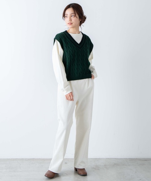 WEGO（ウィゴー）の「WEGO/カラーショートニットベスト（ベスト・レディース・ダークグリーン/サックスブルー/アイボリー/ホワイト系その他・FREE）」の21枚目の写真