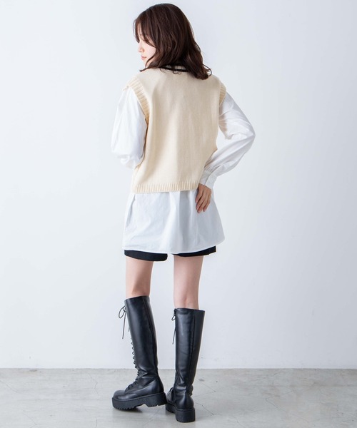 WEGO（ウィゴー）の「WEGO/カラーショートニットベスト（ベスト・レディース・ダークグリーン/サックスブルー/アイボリー/ホワイト系その他・FREE）」の7枚目の写真