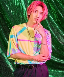 EXIEEE | 総柄チェック5分袖ワイドTシャツ(Tシャツ/カットソー)