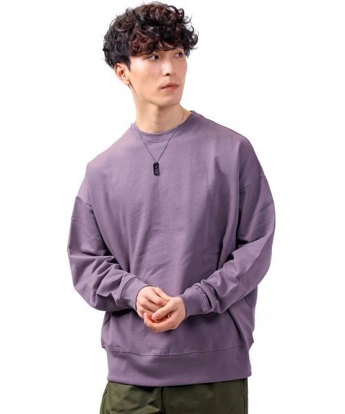 TopIsm（トップイズム）の「USAコットンワイドシルエットくすみカラー無地スウェット（Tシャツ/カットソー・メンズ・ダークブルー/グレー系その他/ブラック/ベージュ/グレイッシュベージュ/杢グレー/カーキ/オフホワイト/ライトパープル・L/LL/M）」の9枚目の写真