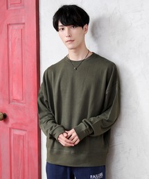 TopIsm | USAコットンワイドシルエットくすみカラー無地スウェット(Tシャツ/カットソー)