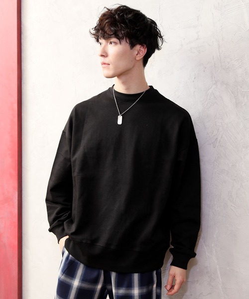 TopIsm（トップイズム）の「USAコットンワイドシルエットくすみカラー無地スウェット（Tシャツ/カットソー・メンズ・ダークブルー/グレー系その他/ブラック/ベージュ/グレイッシュベージュ/杢グレー/カーキ/オフホワイト/ライトパープル・L/LL/M）」の3枚目の写真