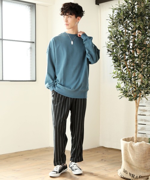 TopIsm（トップイズム）の「USAコットンワイドシルエットくすみカラー無地スウェット（Tシャツ/カットソー・メンズ・ダークブルー/グレー系その他/ブラック/ベージュ/グレイッシュベージュ/杢グレー/カーキ/オフホワイト/ライトパープル・L/LL/M）」の17枚目の写真