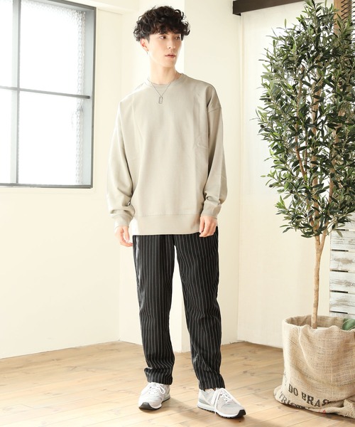 TopIsm（トップイズム）の「USAコットンワイドシルエットくすみカラー無地スウェット（Tシャツ/カットソー・メンズ・ダークブルー/グレー系その他/ブラック/ベージュ/グレイッシュベージュ/杢グレー/カーキ/オフホワイト/ライトパープル・L/LL/M）」の16枚目の写真