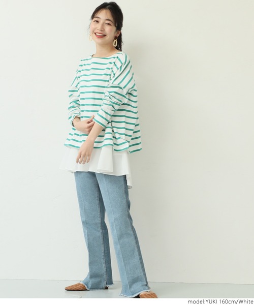 coca(coca)(コカ)の「レイヤードに最適!ヘムフレアブラウス(シャツ/ブラウス・レディース・ホワイト/ブラック・ONE SIZE)」の10枚目の写真