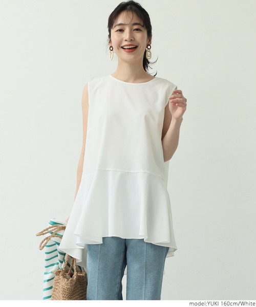 coca(coca)(コカ)の「レイヤードに最適!ヘムフレアブラウス(シャツ/ブラウス・レディース・ホワイト/ブラック・ONE SIZE)」の3枚目の写真