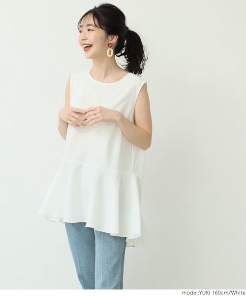 coca(coca)(コカ)の「レイヤードに最適!ヘムフレアブラウス(シャツ/ブラウス・レディース・ホワイト/ブラック・ONE SIZE)」の6枚目の写真