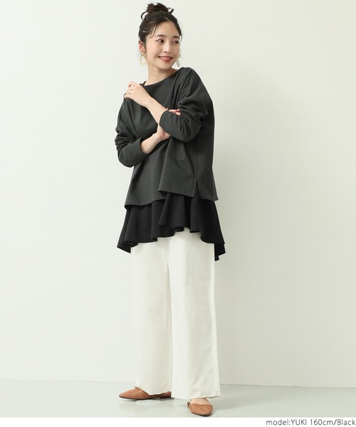 coca(coca)(コカ)の「レイヤードに最適!ヘムフレアブラウス(シャツ/ブラウス・レディース・ホワイト/ブラック・ONE SIZE)」の15枚目の写真