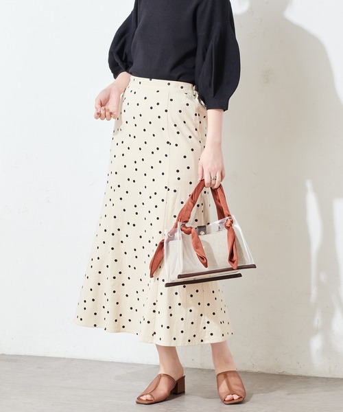 natural couture（ナチュラルクチュール）の「麻調ドットマーメイドスカート（スカート・レディース・ブラック/ライトベージュ・FREE）」の8枚目の写真