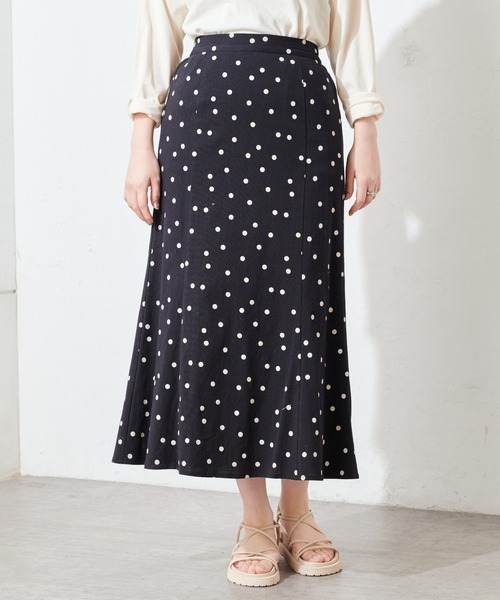 natural couture（ナチュラルクチュール）の「麻調ドットマーメイドスカート（スカート・レディース・ブラック/ライトベージュ・FREE）」の14枚目の写真