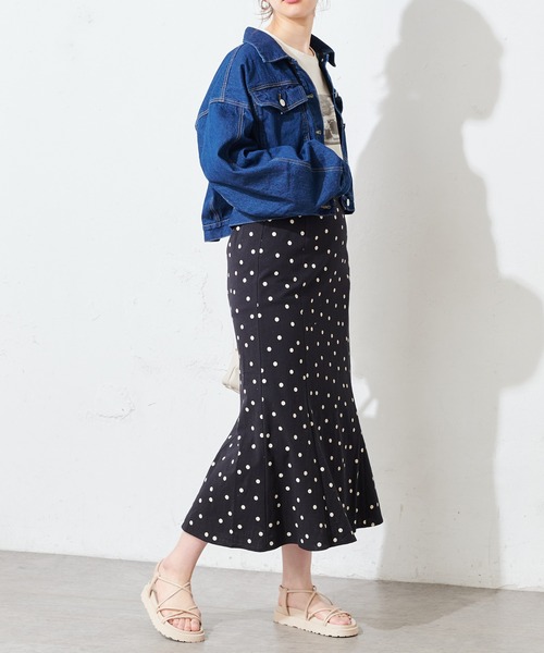 natural couture（ナチュラルクチュール）の「麻調ドットマーメイドスカート（スカート・レディース・ブラック/ライトベージュ・FREE）」の6枚目の写真