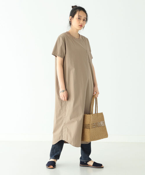BEAMS BOY カジュアルワンピース ベージュ F 重ね着 ナチュラル BEAMS BOY（ビームスボーイ）の「BEAMS BOY / ツイル リブ プル