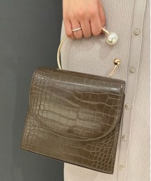フェイクパールリングクロコライクショルダーバッグ