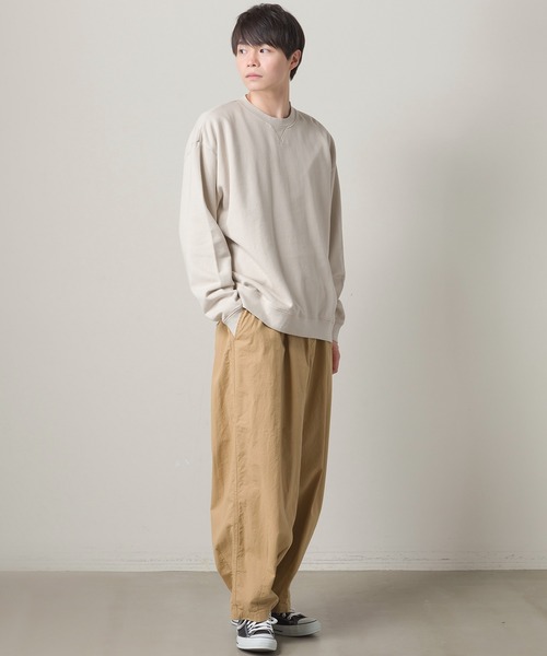 OMNES(オムネス)の「メンズ 裏毛スウェット バックファスナープルオーバー(スウェット・メンズ・ネイビー/アイボリー/グリーン系その他/ピンクベージュ・MEDIUM/LARGE)」の5枚目の写真