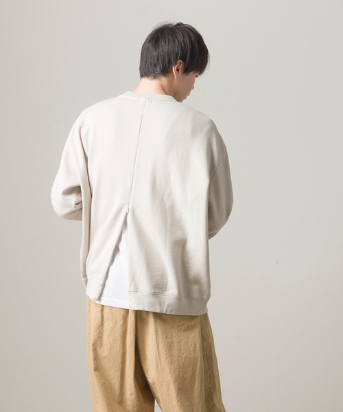 OMNES(オムネス)の「メンズ 裏毛スウェット バックファスナープルオーバー(スウェット・メンズ・ネイビー/アイボリー/グリーン系その他/ピンクベージュ・MEDIUM/LARGE)」の9枚目の写真