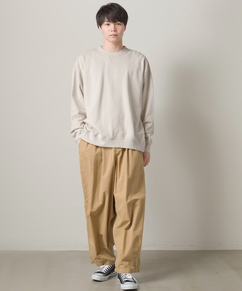 OMNES(オムネス)の「メンズ 裏毛スウェット バックファスナープルオーバー(スウェット・メンズ・ネイビー/アイボリー/グリーン系その他/ピンクベージュ・MEDIUM/LARGE)」の10枚目の写真