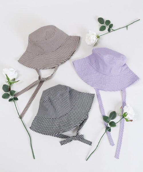 WC（ダブル シー）の「ギンガムストラップハット（ハット・レディース・ブラック/ブラウン/ライトパープル・FREE）」の15枚目の写真