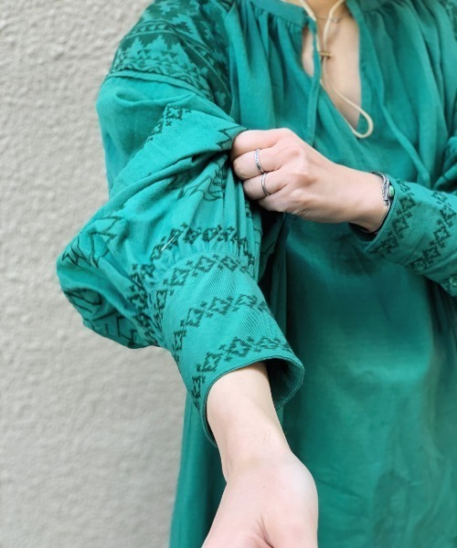 Kastane（カスタネ）の「ラルキーワンピース（ワンピース・レディース・グリーン/オフホワイト・FREE）」の5枚目の写真