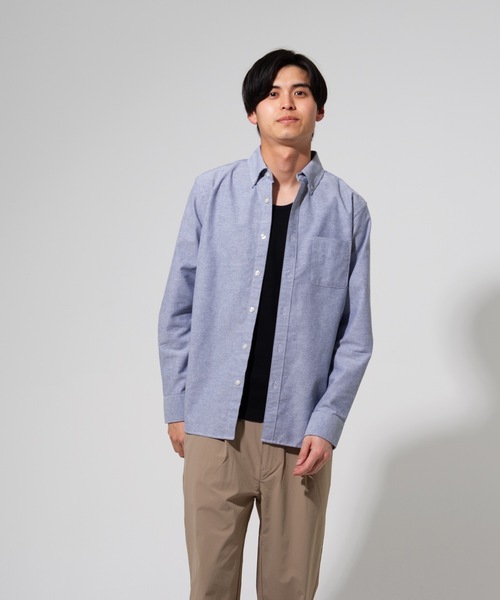 Blue Standard (ブルースタンダード)の「【BLUE STANDARD】楽ケアオックスボタンダウンシャツ(オーガニックコットン使用)(シャツ/ブラウス・メンズ・ブルー系その他/スミクロ/ネイビー/ベージュ/ホワイト/ダークグリーン/ワイン・LARGE/MEDIUM/SMALL/X-LARGE)」の5枚目の写真