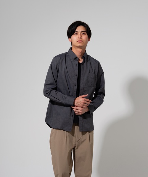 Blue Standard (ブルースタンダード)の「【BLUE STANDARD】楽ケアオックスボタンダウンシャツ(オーガニックコットン使用)(シャツ/ブラウス・メンズ・ブルー系その他/スミクロ/ネイビー/ベージュ/ホワイト/ダークグリーン/ワイン・LARGE/MEDIUM/SMALL/X-LARGE)」の2枚目の写真