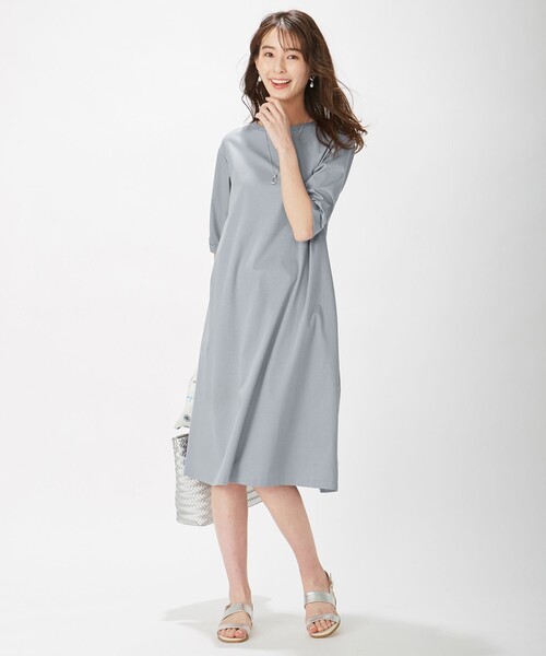 J.PRESS(ジェイプレス)の「スムースジャージー ワンピース(ワンピース・レディース・サックスブルー系/ブラウン系/ネイビー系・T15/T13)」の4枚目の写真