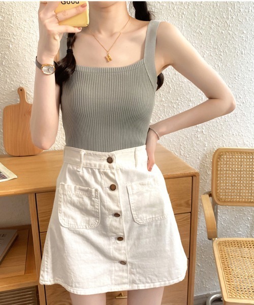 yuue' ( wear )（ユーイ）の「フロントスクエア タンクトップ（タンクトップ・レディース・ホワイト/ブラック/ベージュ/ライトピンク・FREE）」の22枚目の写真