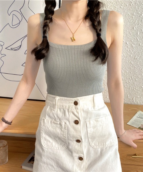 yuue' ( wear )（ユーイ）の「フロントスクエア タンクトップ（タンクトップ・レディース・ホワイト/ブラック/ベージュ/ライトピンク・FREE）」の13枚目の写真